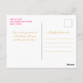 Brünette HaarPrinzessin 16 . Geburtstag in Pink Postkarte (Rückseite)