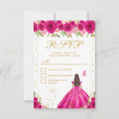 Brünette HaarPrinzessin 16 . Geburtstag in Pink RSVP Karte (Vorderseite)