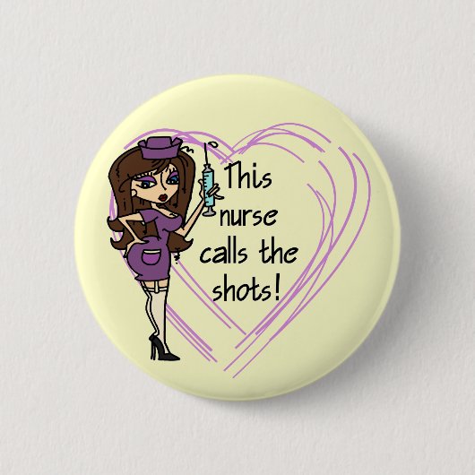 Brünette Krankenschwester-T - Shirts und Geschenke Button (Vorderseite)