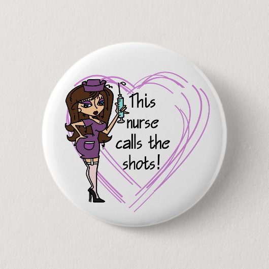Brünette Krankenschwester-T - Shirts und Geschenke Button (Vorderseite)