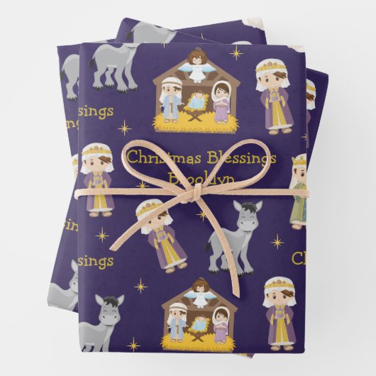 Brünette Krippe Geschenkpapier Set (Beispiel)