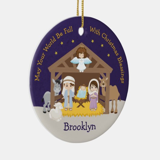 Brünette Krippe Keramik Ornament (Rechts)
