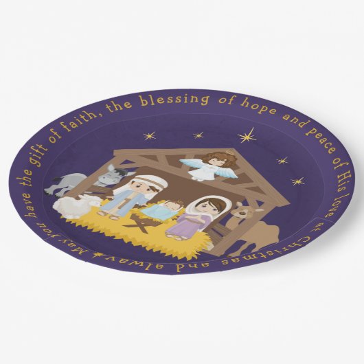 Brünette Krippe-Papierplatte Pappteller (Schrägansicht)