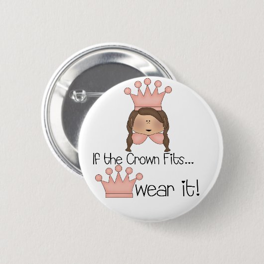 Brünette Kronen-Sitze Button (Vorne & Hinten)