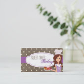 Brünette Lila Bäckchen-Cup-Visitenkarte Visitenkarte (Stehend Vorderseite)