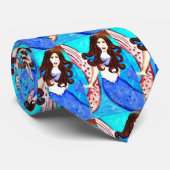 brünette Meerjungfrau-blaue Krawatte (Gerollt)