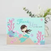 Brünette Meerjungfrau danken Ihnen Dankeskarte (Stehend Vorderseite)