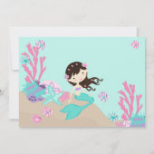 Brünette Meerjungfrau danken Ihnen Dankeskarte (Rückseite)
