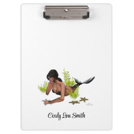 Brünette Meerjungfrau mit Starfish Clipboard Klemmbrett