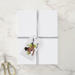 Brünette Meerjungfrau mit Starfish-Geschenkmarke Geschenkanhänger