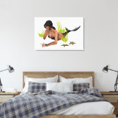 Brünette Meerjungfrau mit Starfish Leinwand (Insitu (Schlafzimmer))