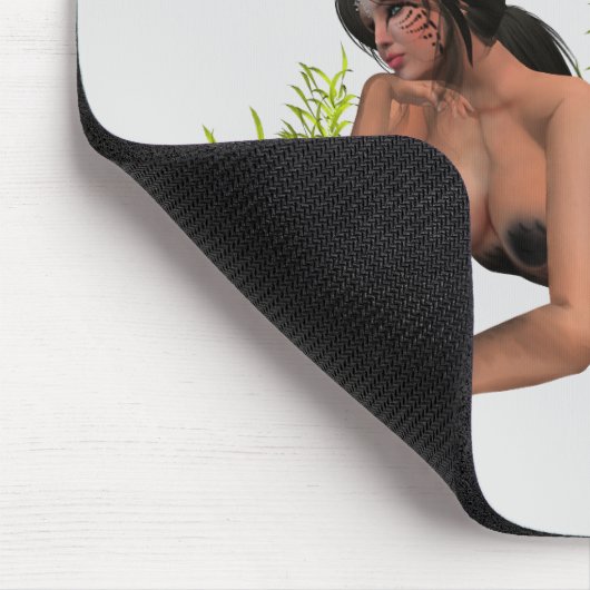 Brünette Meerjungfrau mit Starfish Mousepad (Ecke)