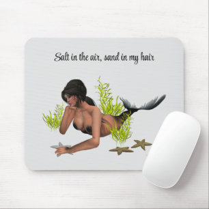 Brünette Meerjungfrau mit Starfish Mousepad