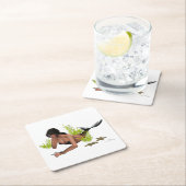 Brünette Meerjungfrau mit Starfish Paper Untersetz Rechteckiger Pappuntersetzer (Vor Ort)