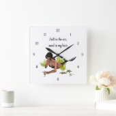 Brünette Meerjungfrau mit Starfish-Uhr Quadratische Wanduhr (Zuhause)