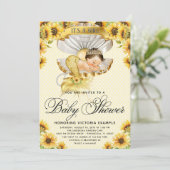 Brünette Meerjungfrau Sonnenblume Kinderdusche Ein Einladung (Stehend Vorderseite)