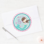 Brünette Mermaid Age Five Birthday Sticker (Umschlag)