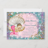 Brünette Mermaid Baby Shower Einladungen (Rückseite)