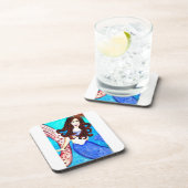 Brunette Mermaid Drink Coaster Untersetzer (Rechte Seite)