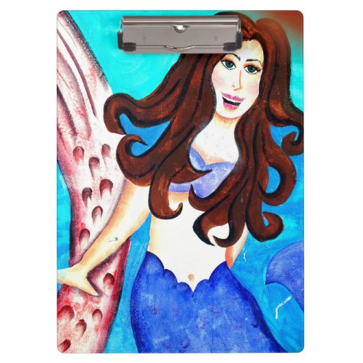 brünette Mermaid-Zwischenablage Klemmbrett (Vorderseite)