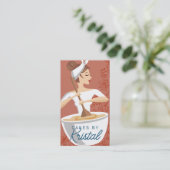 Brünette Misch-Backbäckerin Koch Visitenkarte (Stehend Vorderseite)