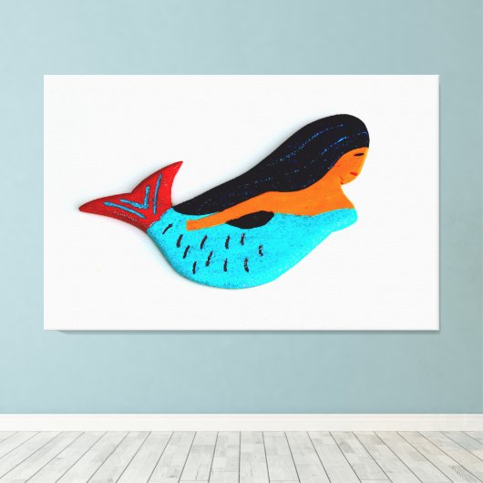 brünette, mit Meerjungfrau umhüllte Leinwand (Insitu (Holzboden))