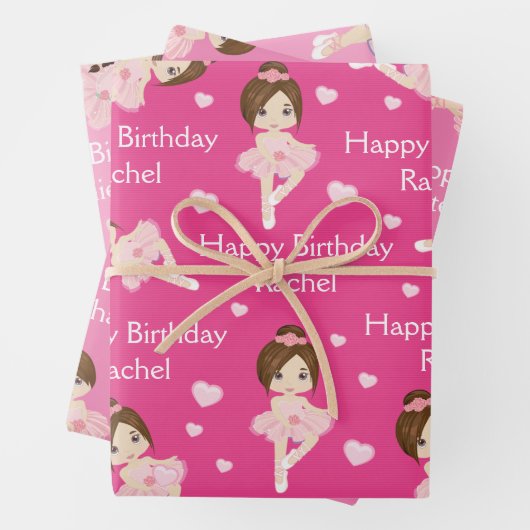 Brünette Papierblätter für Ballerina Geschenkpapier Set (Beispiel)