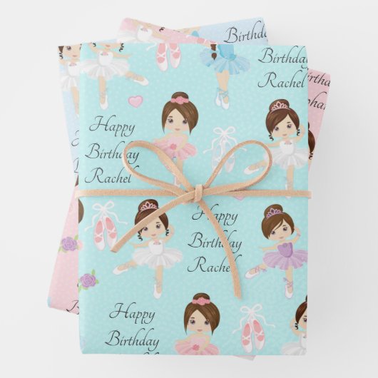 Brünette Papierblätter für Ballerina Geschenkpapier Set (Beispiel)
