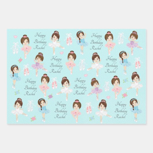 Brünette Papierblätter für Ballerina Geschenkpapier Set (Vorderseite)