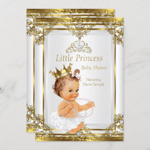 Brünette Pearl Princess Baby Dusche Einladung