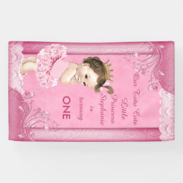 Brünette Princess Tutu Niedlich 1. Geburtstag Imit Banner