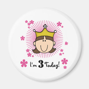 Brünette Prinzessin 3. Geburtstag Magnet