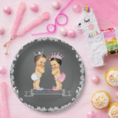 Brünette Prinzessin Chalkboard Babydusche Pappteller (Party)