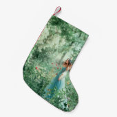 Brünette Prinzessin: Fairy Forest Watercolor Kleiner Weihnachtsstrumpf (Vorderansicht (hängend))