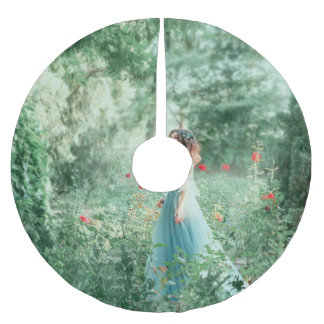 Brünette Prinzessin: Fairy Forest Watercolor Polyester Weihnachtsbaumdecke
