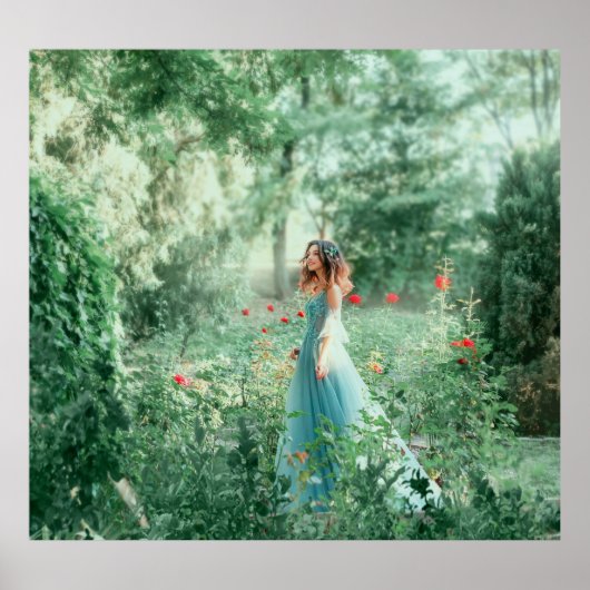 Brünette Prinzessin: Fairy Forest Watercolor Poster (Vorne)