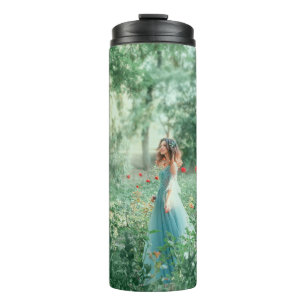Brünette Prinzessin: Fairy Forest Watercolor Thermosbecher
