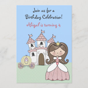 Brünette Prinzessin Fairy Tale zum Geburtstag Einl Einladung