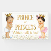 Brünette Prinzessin Gender Reveal Baby Dusche Banner (Horizontal)