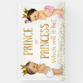 Brünette Prinzessin Gender Reveal Baby Dusche Banner (Vertikal)