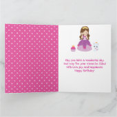 Brünette Prinzessin mit Burg & Regenbogengeburt Karte (Innenseite)