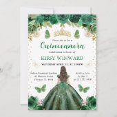Brünette Prinzessin Quinceanera Einladung (Vorderseite)