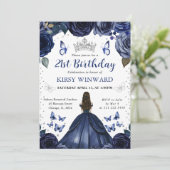 Brünette Prinzessin zum Geburtstag Einladung (Stehend Vorderseite)