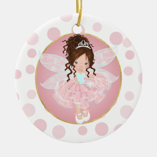 Brünette Rosa Fairy Keramik Ornament (Vorne)