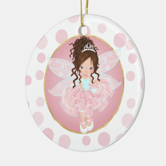 Brünette Rosa Fairy Keramik Ornament (Links)