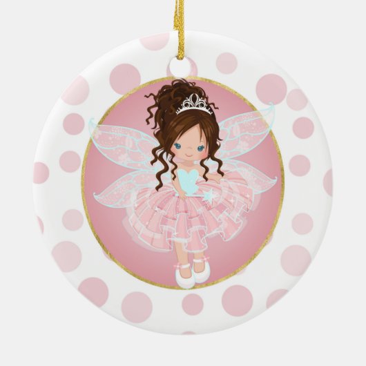 Brünette Rosa Fairy Keramik Ornament (Hinten)