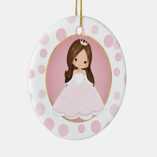 Brünette Rosa Prinzessin Keramik Ornament (Rechts)