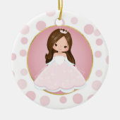 Brünette Rosa Prinzessin Keramik Ornament (Vorne)