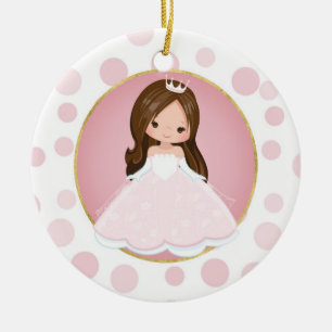 Brünette Rosa Prinzessin Keramik Ornament