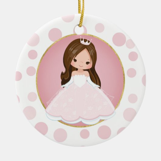 Brünette Rosa Prinzessin Keramik Ornament (Vorne)